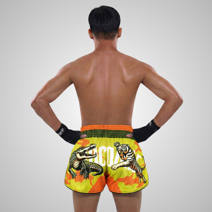 TUFFPAYAK Muay Thai Shorts Boxing Trunks Retro Style (TPY-RMS014-GRN)