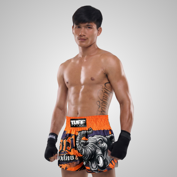TUFFPAYAK Muay Thai Shorts Boxing Trunks Traditional Style (TPY-MS004-PUR)