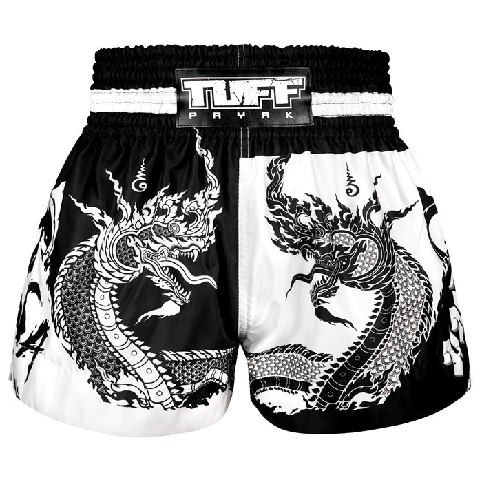 TUFFPAYAK Muay Thai Shorts Boxing Trunks Traditional Style (TPY-MS005-BLK)