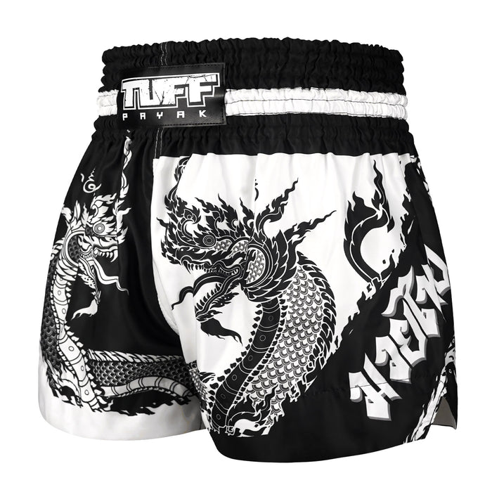 TUFFPAYAK Muay Thai Shorts Boxing Trunks Traditional Style (TPY-MS005-BLK)