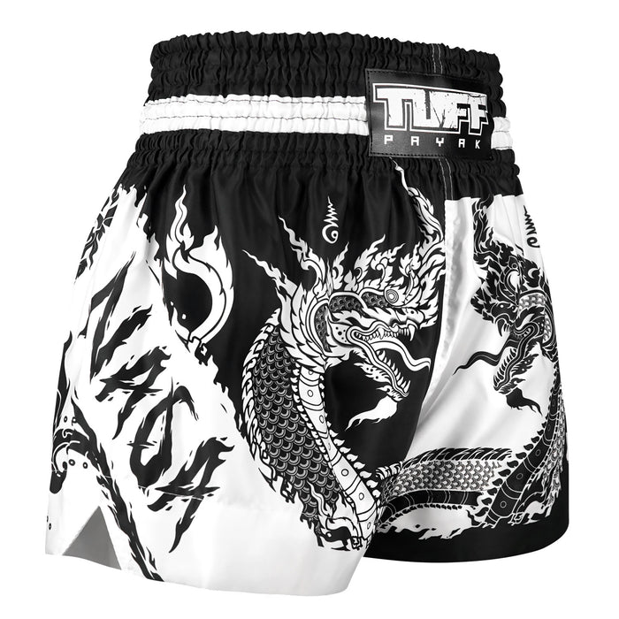 TUFFPAYAK Muay Thai Shorts Boxing Trunks Traditional Style (TPY-MS005-BLK)