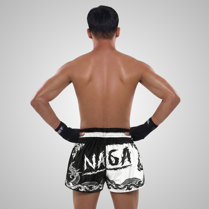 TUFFPAYAK Muay Thai Shorts Boxing Trunks Traditional Style (TPY-MS005-BLK)