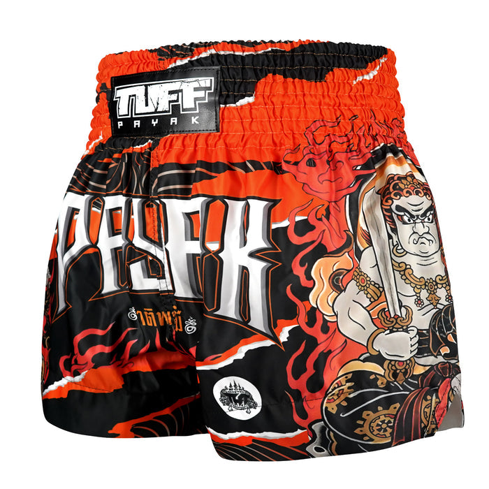 TUFFPAYAK Muay Thai Shorts Boxing Trunks Traditional Style (TPY-MS006-BLK)