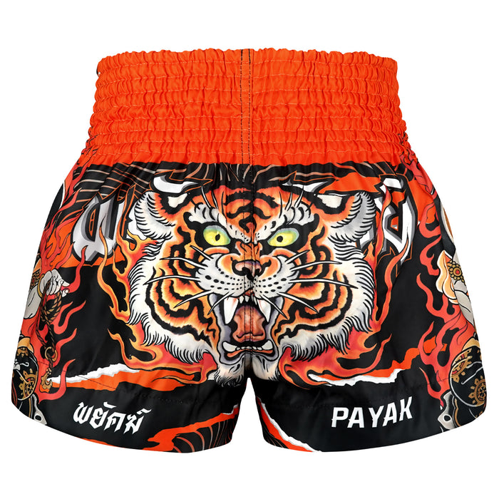 TUFFPAYAK Muay Thai Shorts Boxing Trunks Traditional Style (TPY-MS006-BLK)