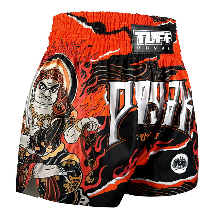 TUFFPAYAK Muay Thai Shorts Boxing Trunks Traditional Style (TPY-MS006-BLK)