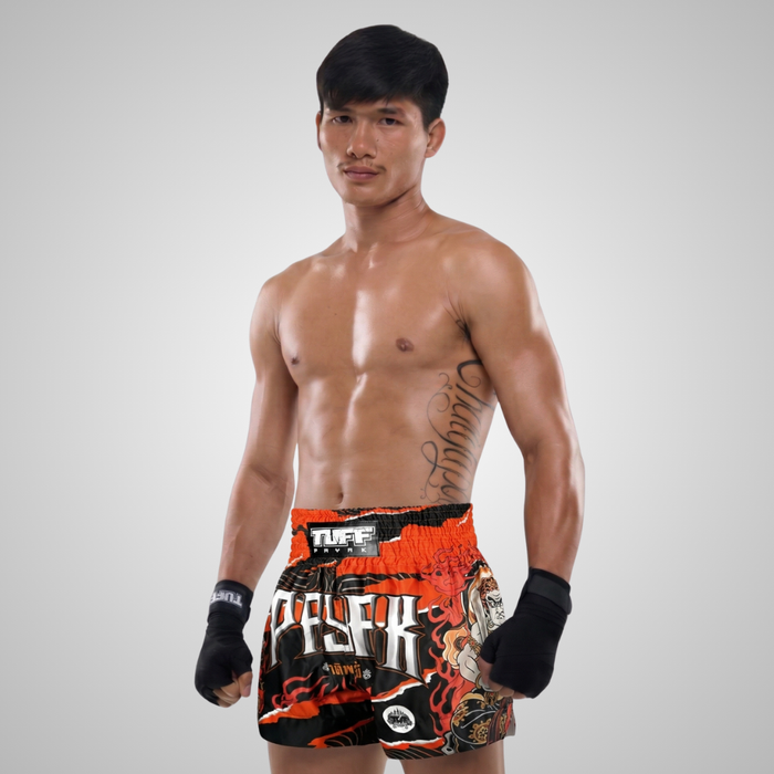 TUFFPAYAK Muay Thai Shorts Boxing Trunks Traditional Style (TPY-MS006-BLK)