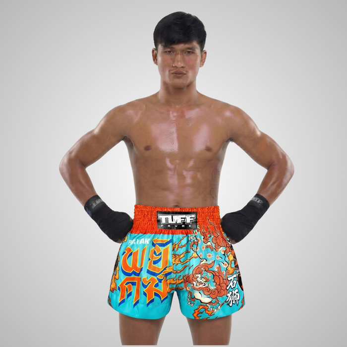 TUFFPAYAK Muay Thai Shorts Boxing Trunks Traditional Style (TPY-MS007-LTB)