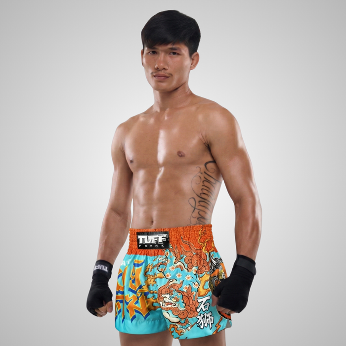 TUFFPAYAK Muay Thai Shorts Boxing Trunks Traditional Style (TPY-MS007-LTB)