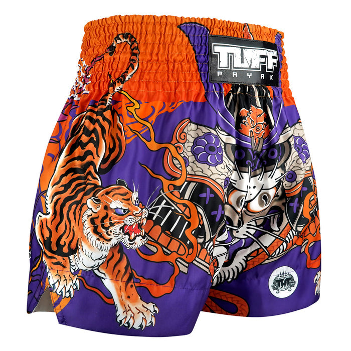 TUFFPAYAK Muay Thai Shorts Boxing Trunks Traditional Style (TPY-MS008-PUR)