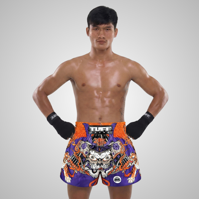 TUFFPAYAK Muay Thai Shorts Boxing Trunks Traditional Style (TPY-MS008-PUR)