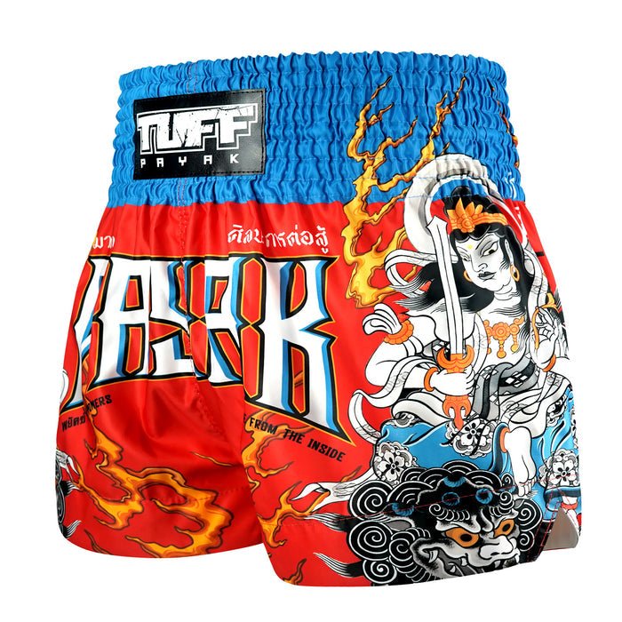 TUFFPAYAK Muay Thai Shorts Boxing Trunks Traditional Style (TPY-MS009-RED)