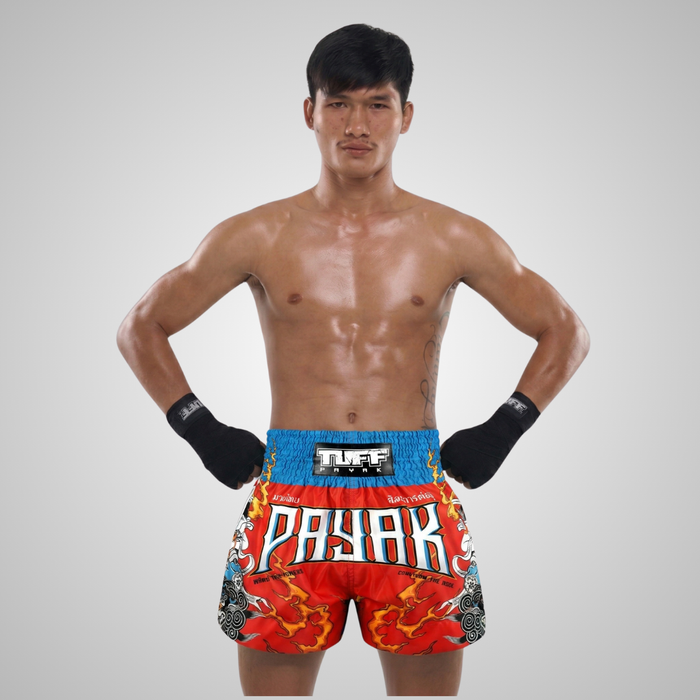 TUFFPAYAK Muay Thai Shorts Boxing Trunks Traditional Style (TPY-MS009-RED)