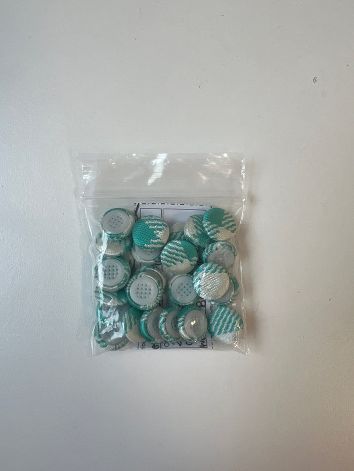 Turquoise Check Fabric Covered Buttons 12mm x24