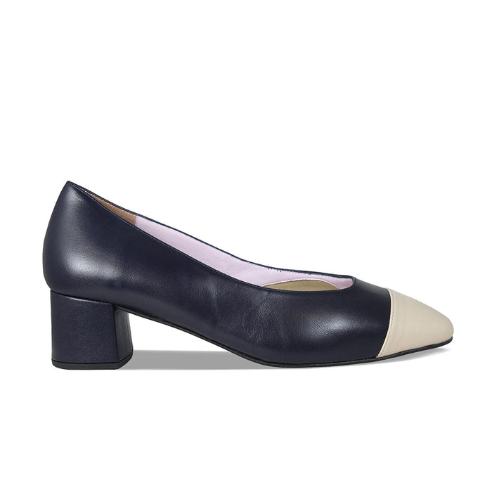 Valencia: Navy & Cream Leather Shoes Sole Bliss