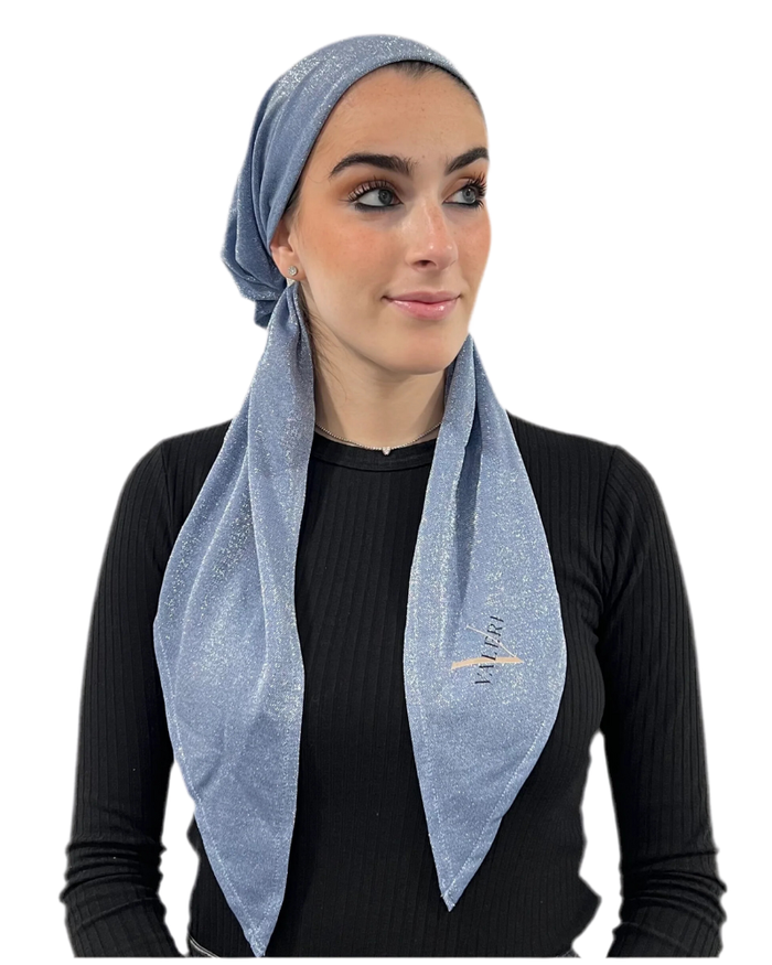 Valeri Light Blue Shimmer Pre-Tied Bandanna with Full Grip