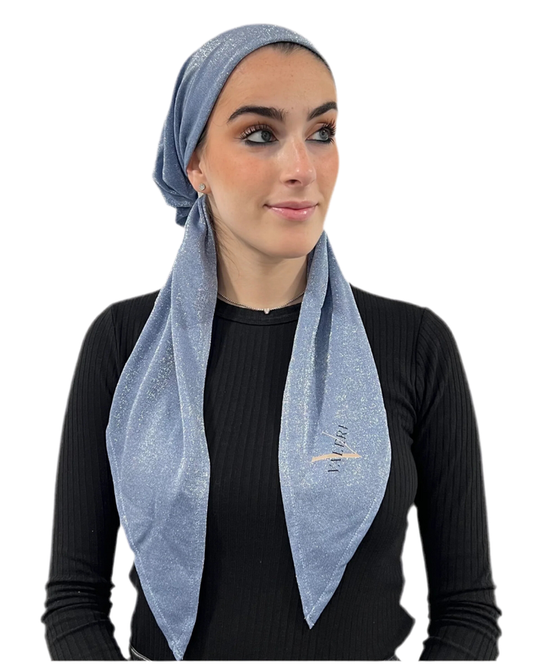 Valeri Light Blue Shimmer Pre-Tied Bandanna with Full Grip