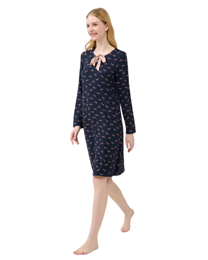 Vamp 23054 Blue Blazer Ribbons Bow Tie Modal Nightshirt Myselflingerie.com
