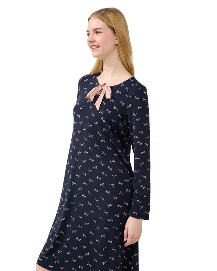 Vamp 23054 Blue Blazer Ribbons Bow Tie Modal Nightshirt Myselflingerie.com