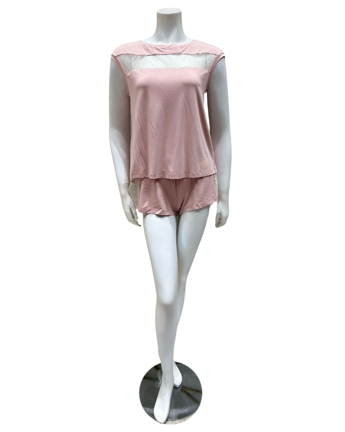 Vanilla Night and Day Dusty Pink Open Back Modal Pajamas Shorts Set Myselflingerie.com