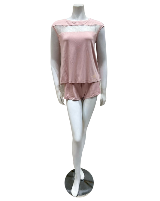 Vanilla Night and Day Dusty Pink Open Back Modal Pajamas Shorts Set Myselflingerie.com