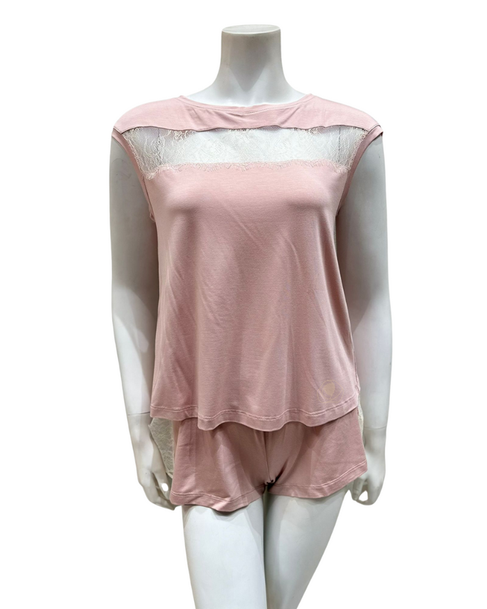 Vanilla Night and Day Dusty Pink Open Back Modal Pajamas Shorts Set Myselflingerie.com