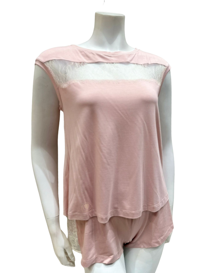 Vanilla Night and Day Dusty Pink Open Back Modal Pajamas Shorts Set Myselflingerie.com