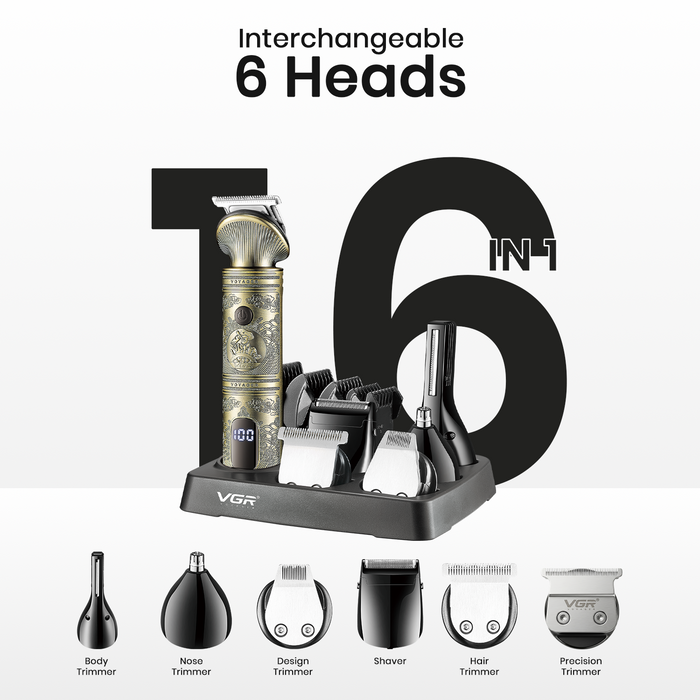 VGR V-106 Professional 6 in 1 Grooming Kit For Men with 180 Min Runtime, Gold