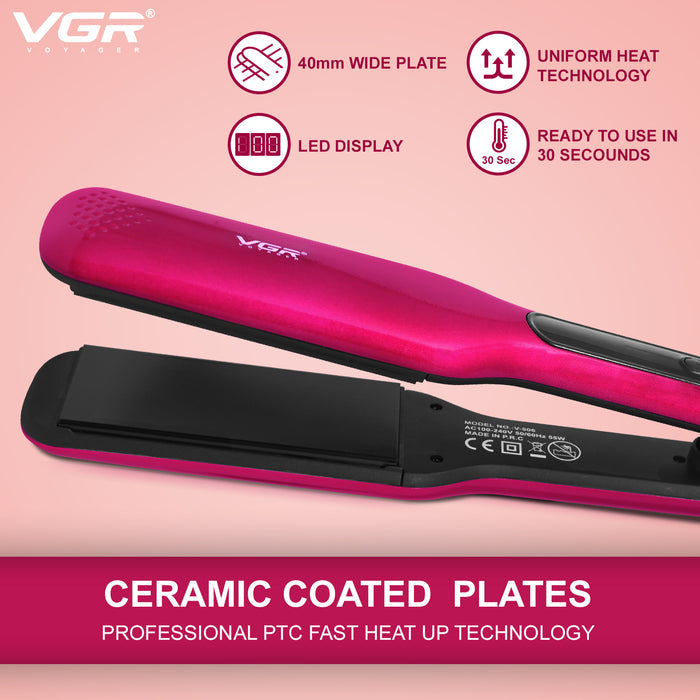VGR V-506 Hair Straightener 130°C to 210°C Heat Producer For Women, Pink