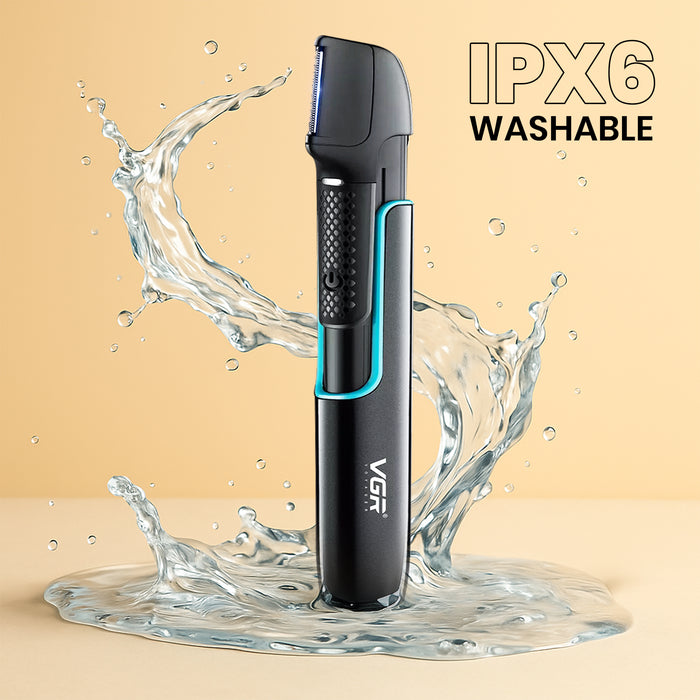 VGR V-602 Body Hair Trimmer for Men, IPX6 Waterproof, 120 Min Runtime, Black