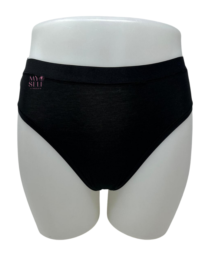 Wacoal 879362 Black Understated Hi Cut Cotton Brief myselflingerie.com