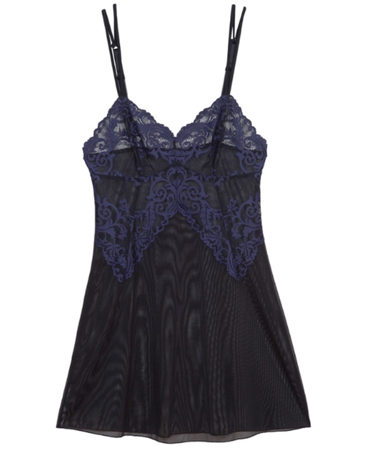 Wacoal 814322 Black/Eclipse Instant Icon Lace Chemise MYSELFLINGERIE.COM