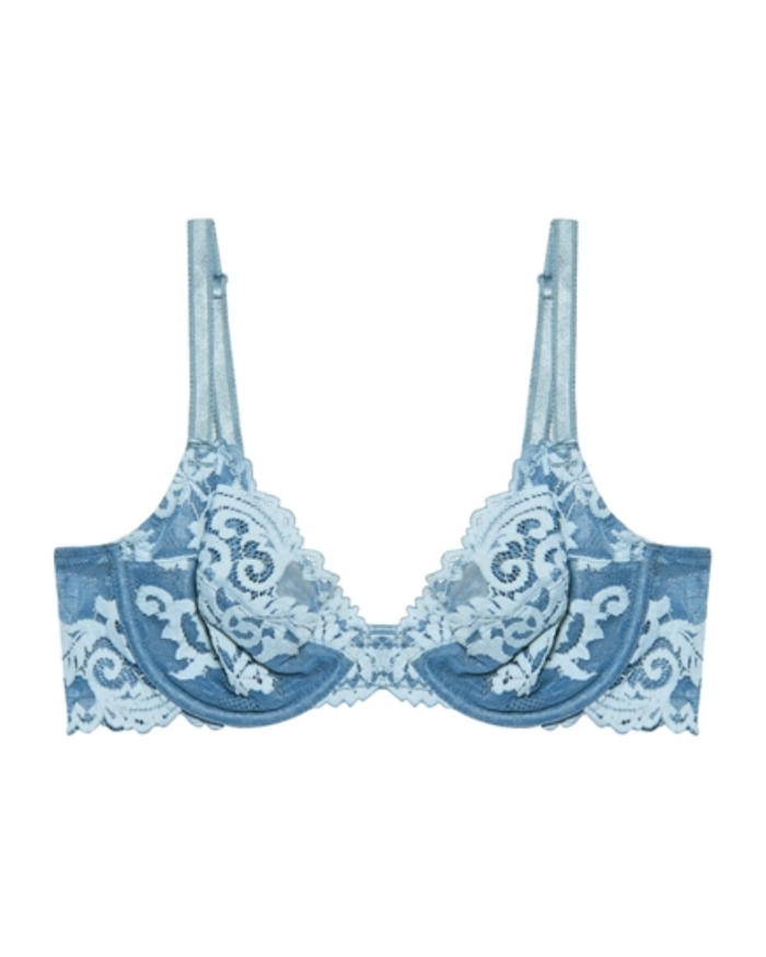 Wacoal 851322 Provincial Blue/Angel Falls Instant Icon Lace Underwire Bra myselflingerie.com