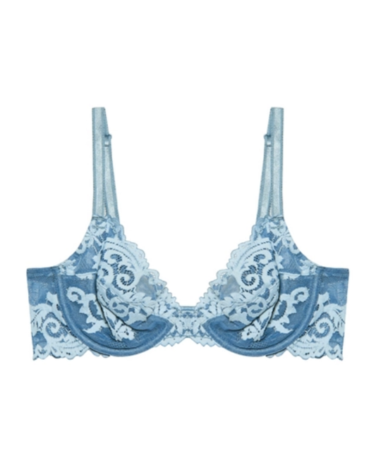 Wacoal 851322 Provincial Blue/Angel Falls Instant Icon Lace Underwire Bra myselflingerie.com