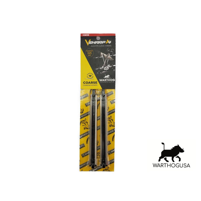 Warthog V-Sharp A4 coarse diamond sharpening stones in yellow retail packaging.