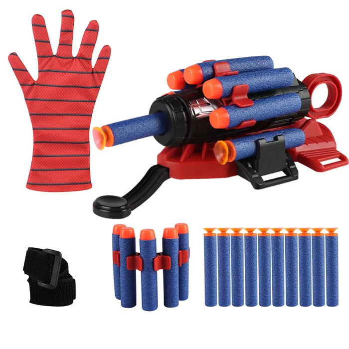 10 round soft darts + 10 sucker darts + red gloves