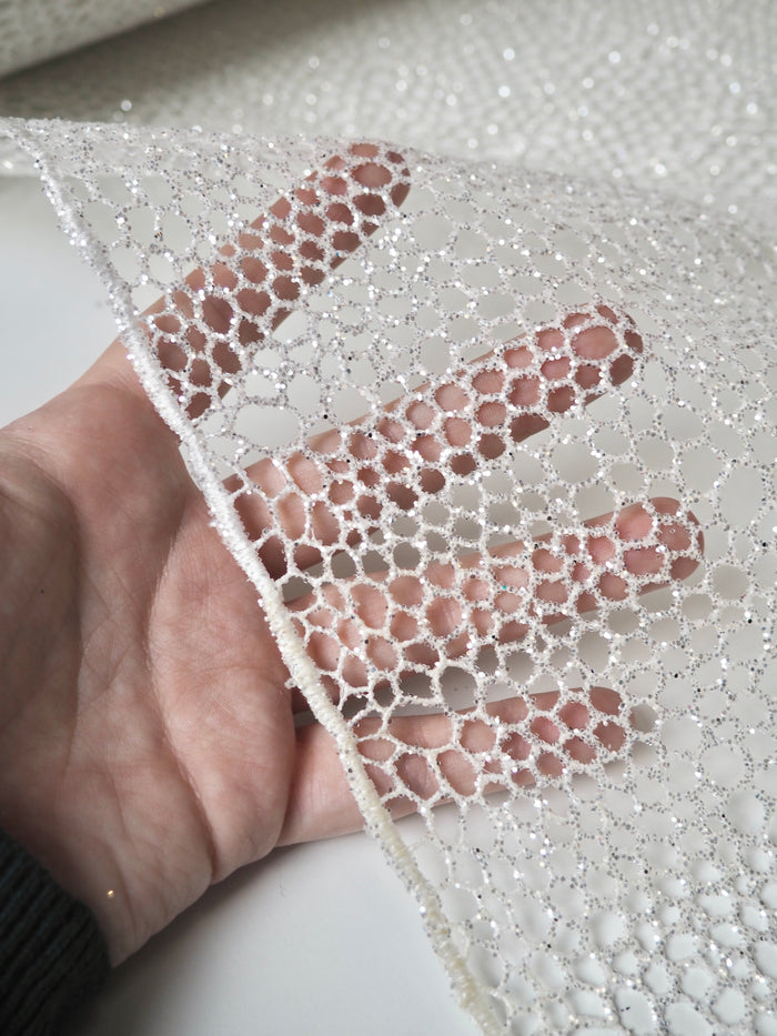 White Bubble Glitter Guipure Lace