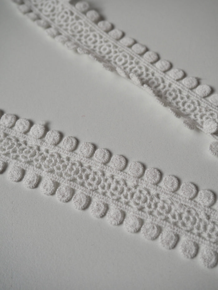 White Cotton Dot Scallop Lace Trim 25mm