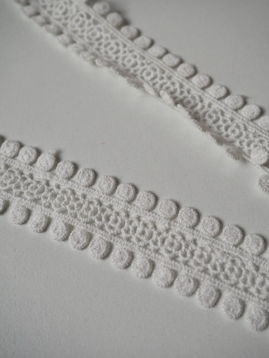 White Cotton Dot Scallop Lace Trim 25mm