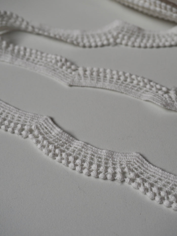 White Cotton Scallop Dot Lace Trim 16mm