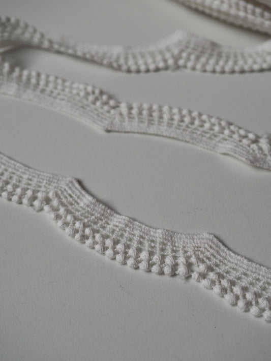 White Cotton Scallop Dot Lace Trim 16mm