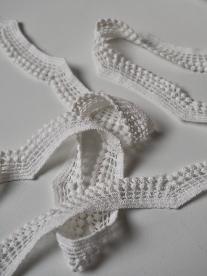 White Cotton Scallop Dot Lace Trim 16mm