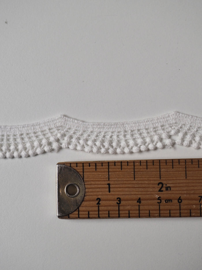 White Cotton Scallop Dot Lace Trim 16mm