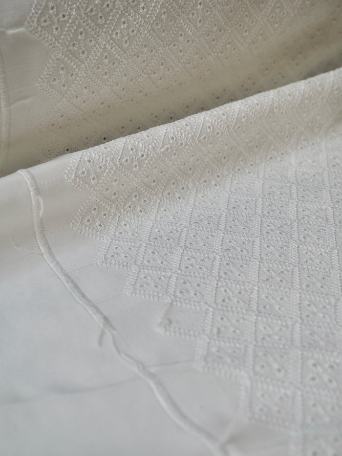 White Diamond Embroidered Poly-Cotton