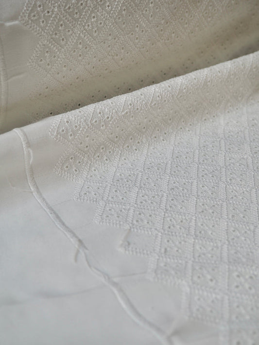 White Diamond Embroidered Poly-Cotton