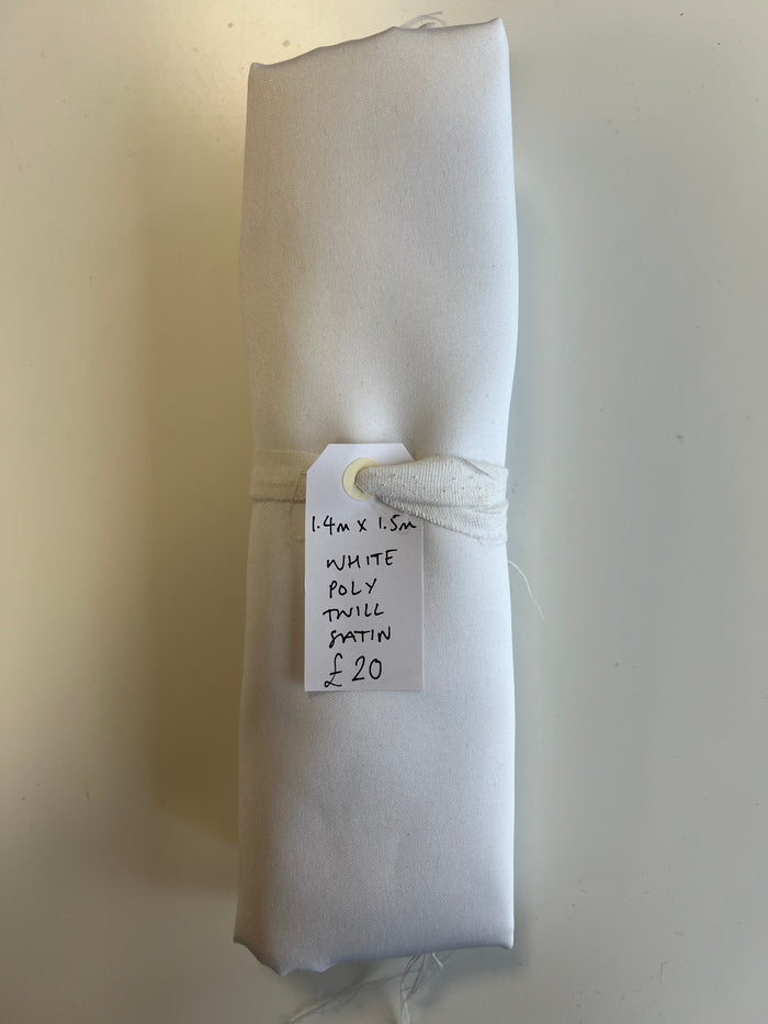 White Poly Twill Satin Remnant