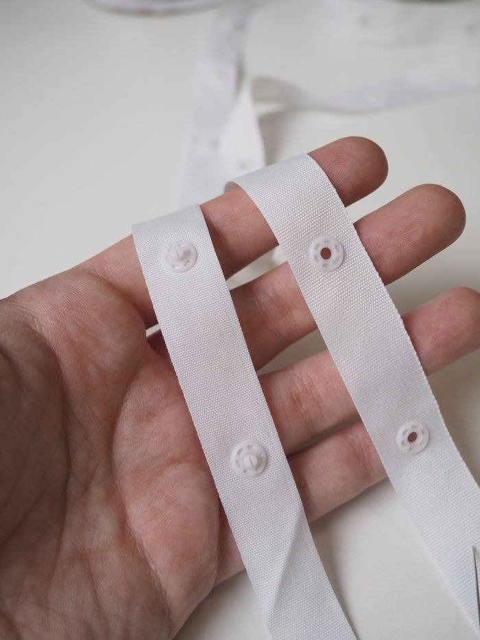 White Press Stud Tape 18mm
