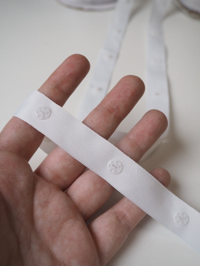 White Press Stud Tape 18mm