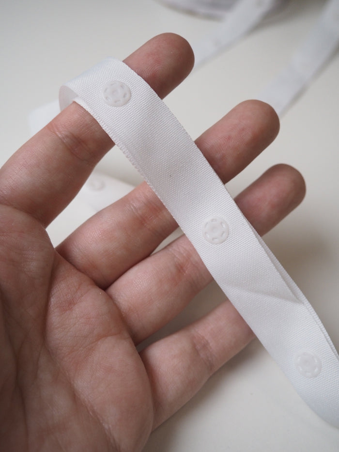 White Press Stud Tape 18mm
