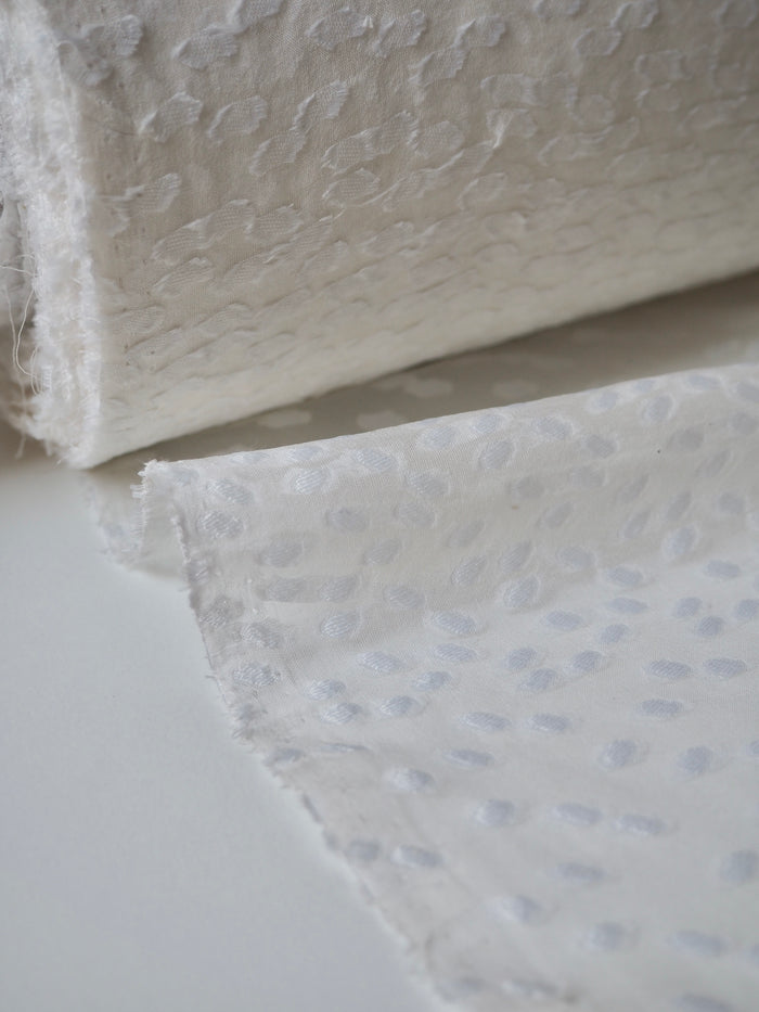 White Spotted Silk Jacquard Chiffon