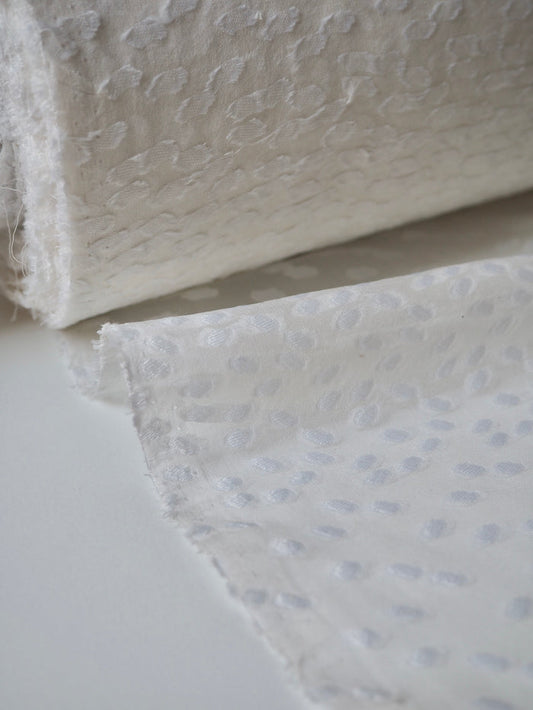 White Spotted Silk Jacquard Chiffon